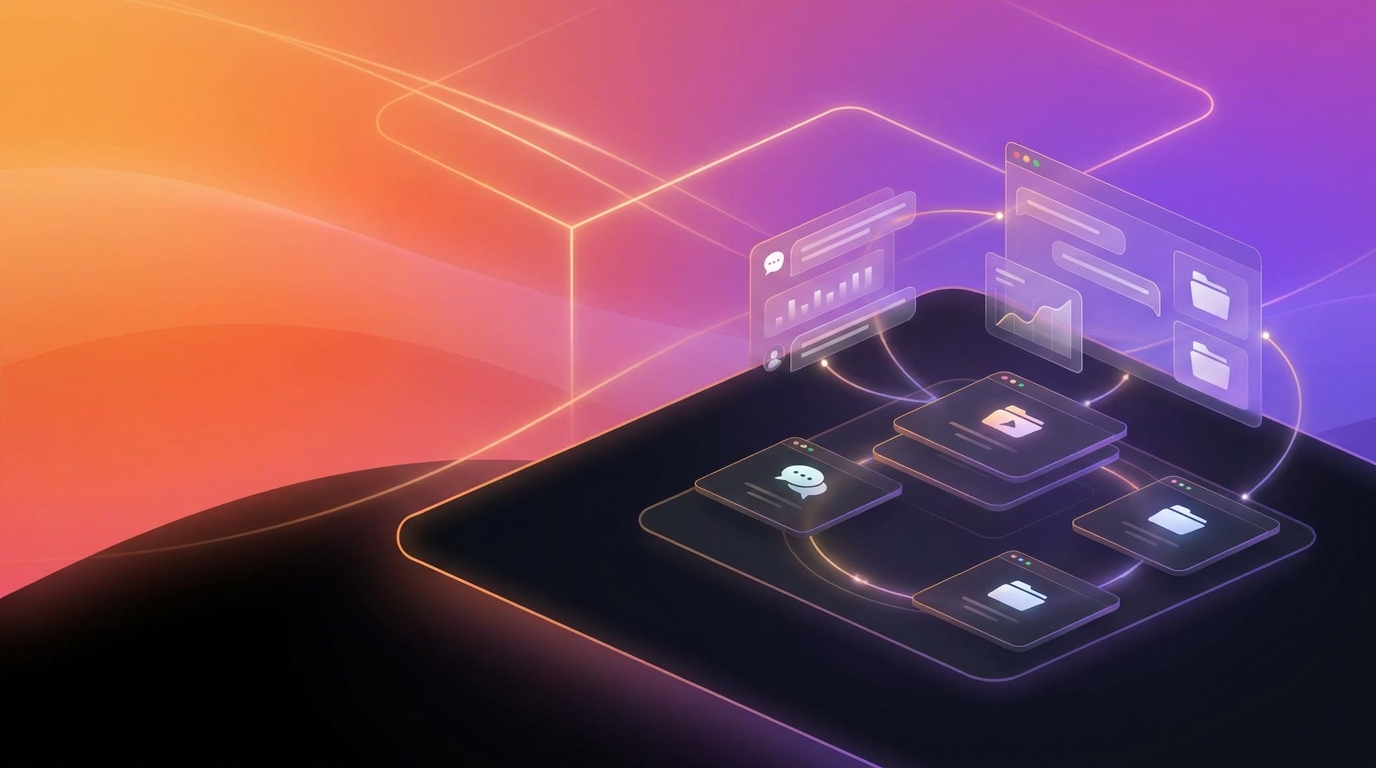 Claude Projects team workspace dashboard hero, warm amber gold to peach gradient