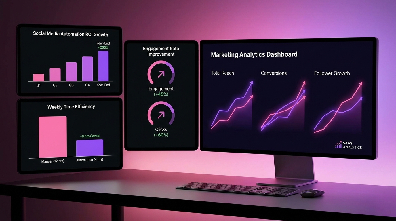Biểu đồ ROI và tăng trưởng engagement từ social media automation