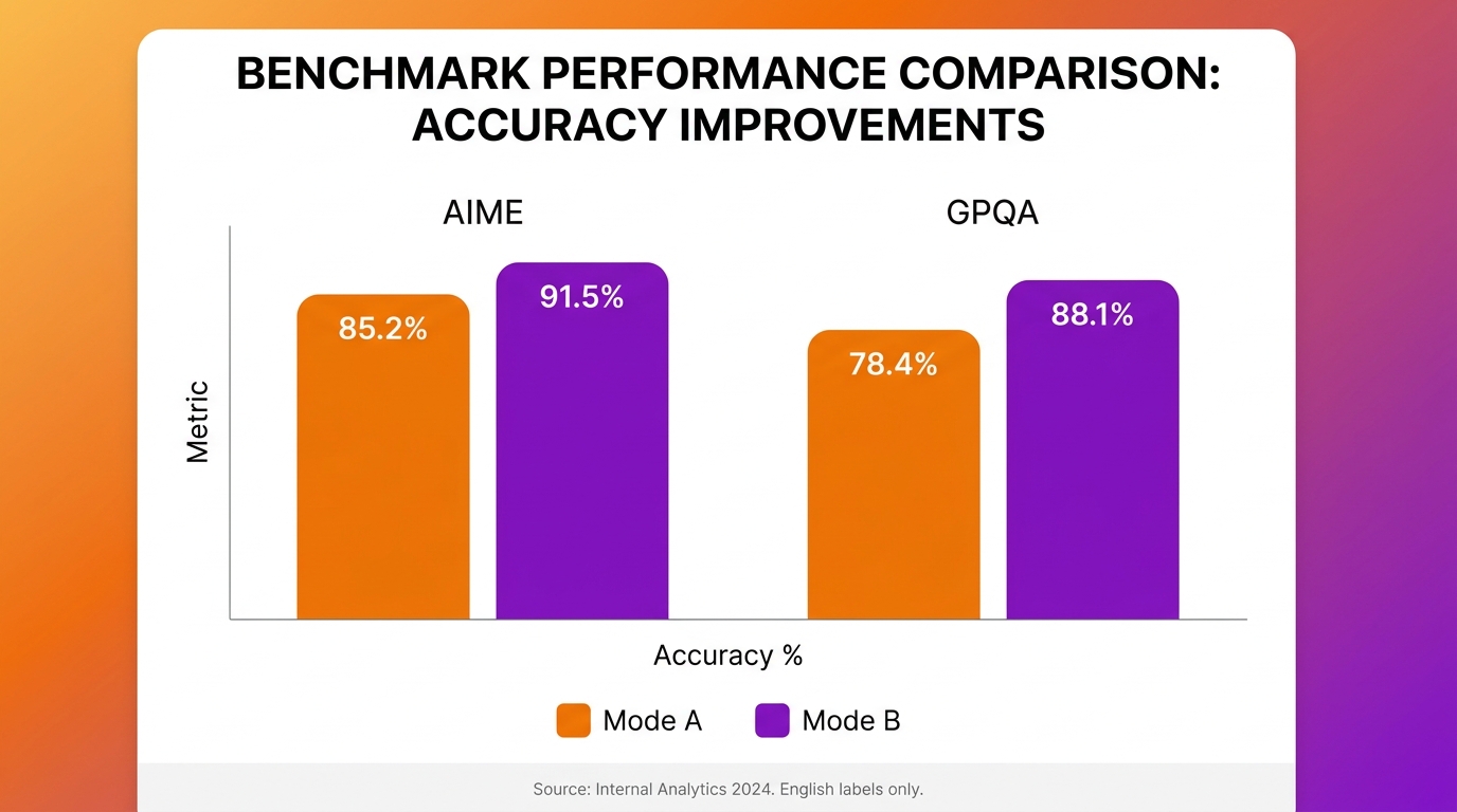 Performance benchmark comparison - standard mode vs extended thinking across multiple benchmarks