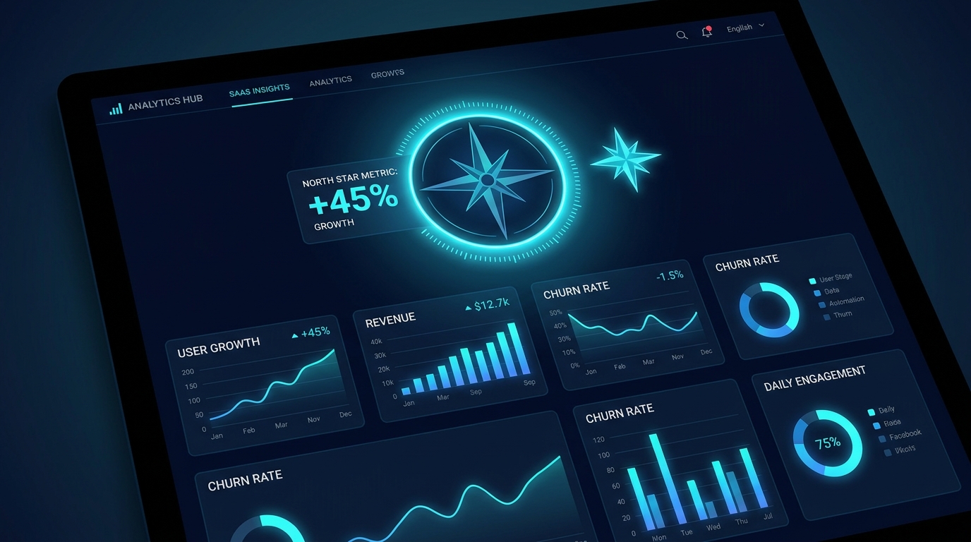 North Star Metric dashboard modern editorial SME business neon navy accents