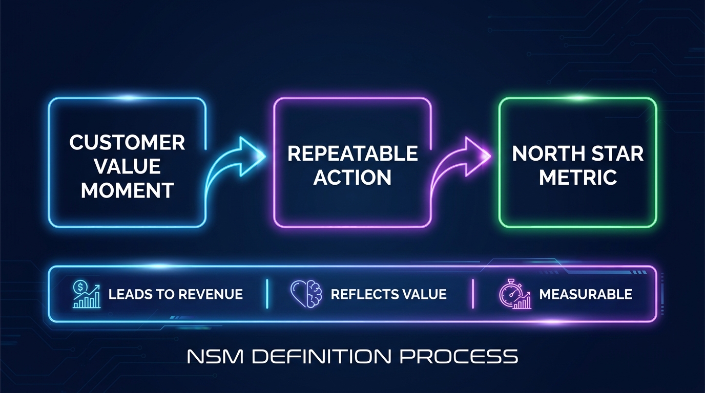 NSM definition framework 3-step process neon navy flowchart SME